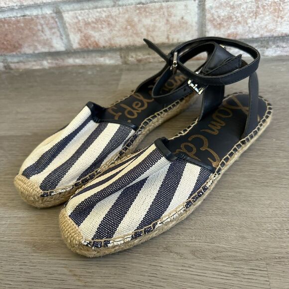 NWOT Sam Edelman Vivian Espadrille Sandals Navy White Stripes Size 7.5 - Picture 1 of 9